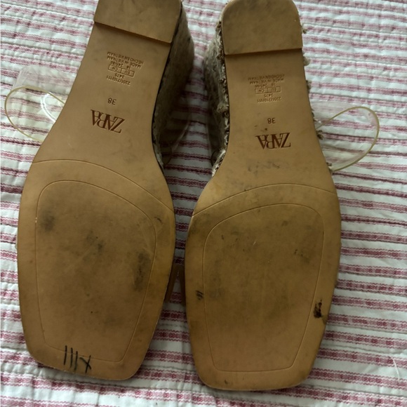 Zara Women's Wedge Sandals with Clear Straps - Beige - Picture 7 of 7